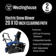thumbnail image 2 of Westinghouse 20 Inch Wide Walk Behind Corded Electric Snow Blower + Dual LED Lights / Powerful 1800 Watt Motor, 2 of 12