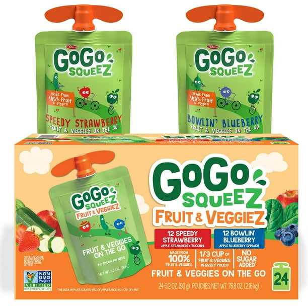 GoGo SqueeZ Fruit VeggieZ Applesauce Pouches, 24 ct