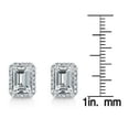 thumbnail image 4 of Emerald Cut Lab Created Gemstone & 0.11 CT. T.W. Diamond Stud Earrings in Sterling Silver, 4 of 6