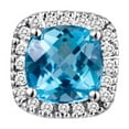 thumbnail image 2 of Cushion Cut Gemstone and 0.15 CT. T.W. Halo Diamond Stud Earrings in 14K Gold, 2 of 3