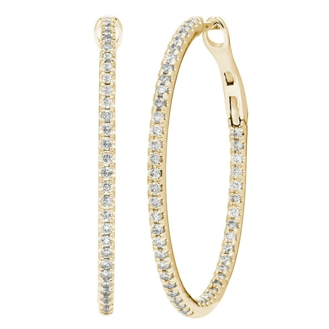 1.00 CT. T.W. Inside Out Diamond Hoop Earrings in 14K Gold