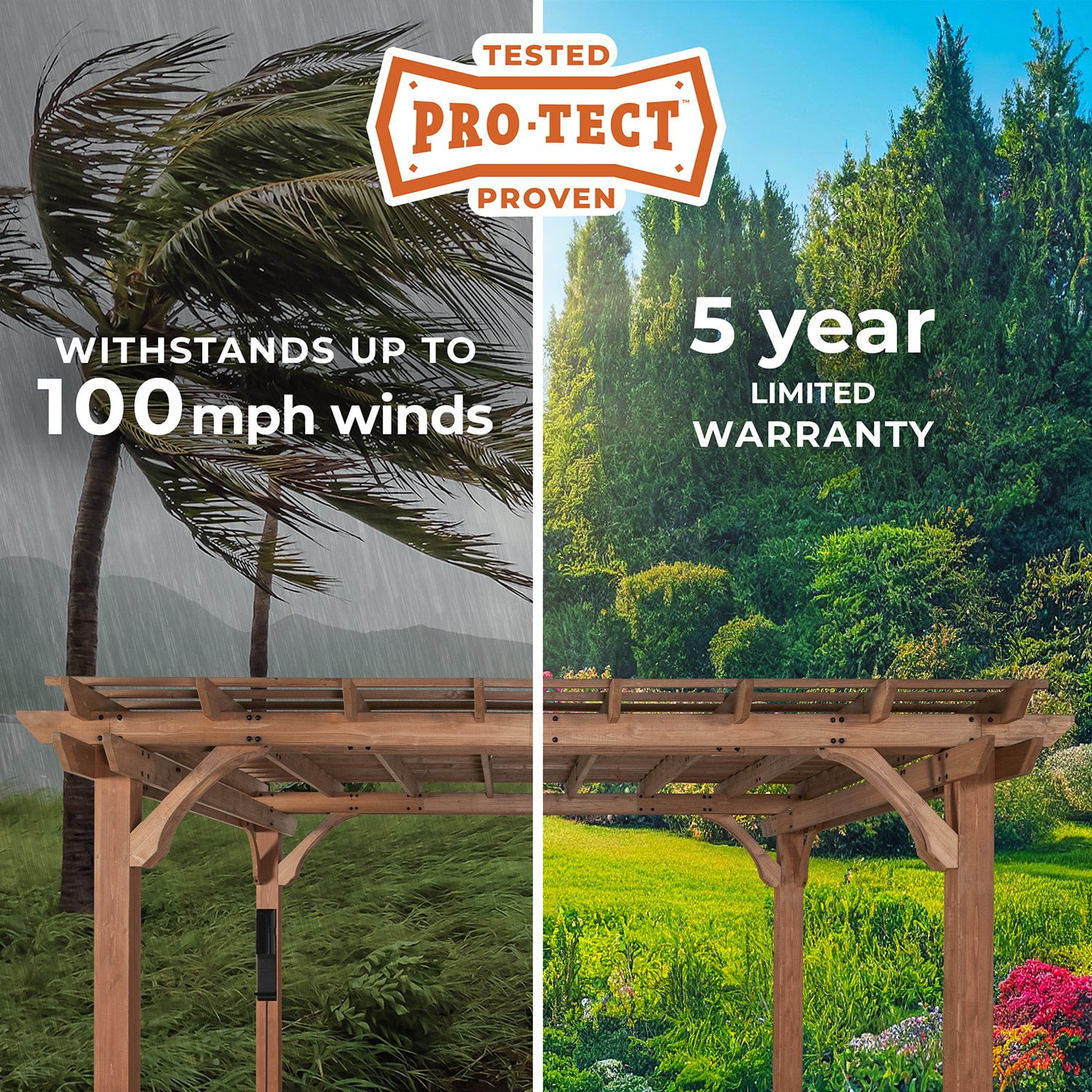 Backyard Discovery Beaumont Cedar Pergola with Trellis Roof and