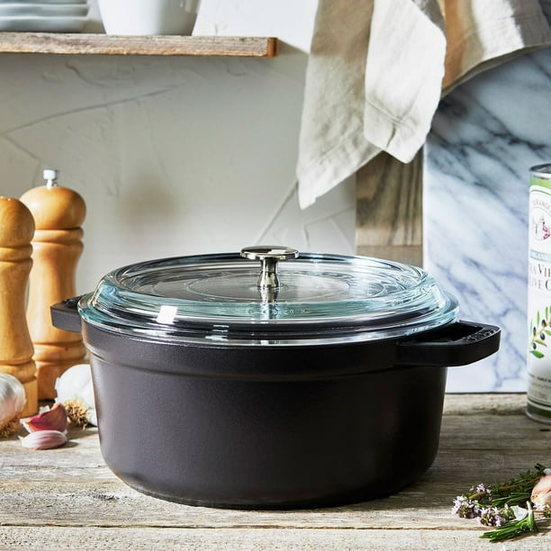 Staub Cast Iron 4-Quart Round Cocotte With Glass Lid - Samsclub.com