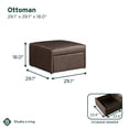 thumbnail image 3 of Studio Living Hailey Storage Ottoman in Brown Faux Leather, 3 of 8