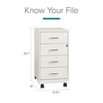thumbnail image 13 of Hirsh 18" Deep 4-Drawer Metal Mobile Organizer, 4 Box Drawers, White, 13 of 19