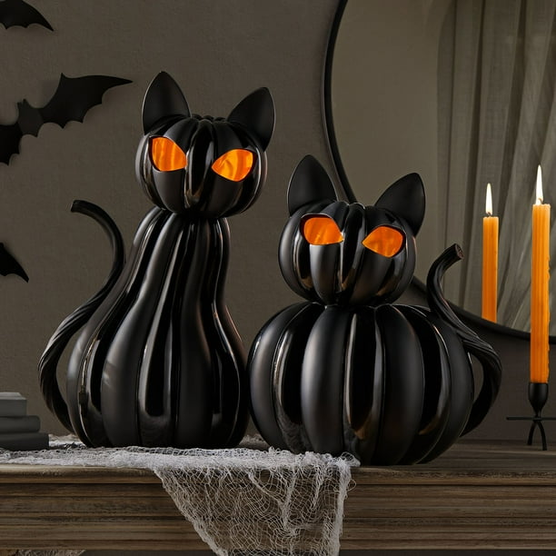 Member's Mark Pre-Lit Pumpkin Cats, Set of 2 - Samsclub.com