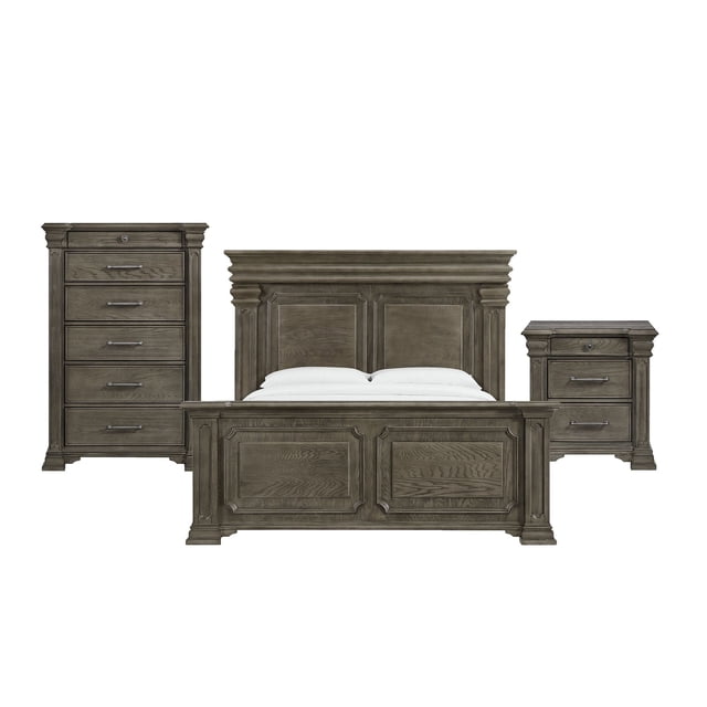 Society Den Paterson Storage 3PC or 5PC Bedroom Set in Grey, Assorted Sizes