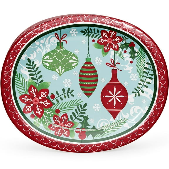 Member's Mark Holiday Oval Paper Plates, 10" x 12", 50 ct.