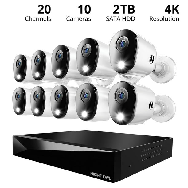 Night Owl 20 Channel DVR, 2TB HD, 10 Wired 4K HD Camera System, CL-FT8D2-1610L