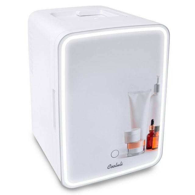 Cooluli Glow 10L Skincare Mini Fridge with LED Mirror – White