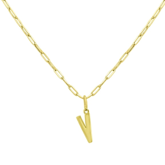 Initial Paperclip Chain Pendant Necklace in 14K Gold