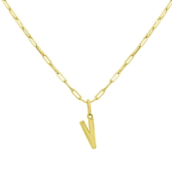 Initial Paperclip Chain Pendant Necklace in 14K Gold
