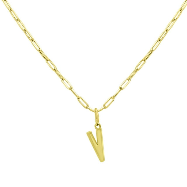Initial Paperclip Chain Pendant Necklace in 14K Gold