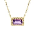 thumbnail image 1 of Baguette Cut Gemstone and 0.06 CT. T.W. Diamond Halo Pendant Necklace in 14K Gold, 1 of 5