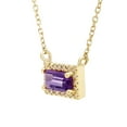 thumbnail image 2 of Baguette Cut Gemstone and 0.06 CT. T.W. Diamond Halo Pendant Necklace in 14K Gold, 2 of 5