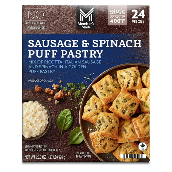 Member's Mark Sausage & Spinach Puff Pastry, Frozen, 24 ct.