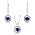 thumbnail image 1 of Round Cut Lab Created Gemstone Dancing Pendant & Earring Set in Sterling Silver, 1 of 8