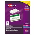 thumbnail image 1 of Avery Pin-Style Badge Holder with Laser/Inkjet Insert, Top Load, 3.5 x 2.25, White, 100/Box, 1 of 4