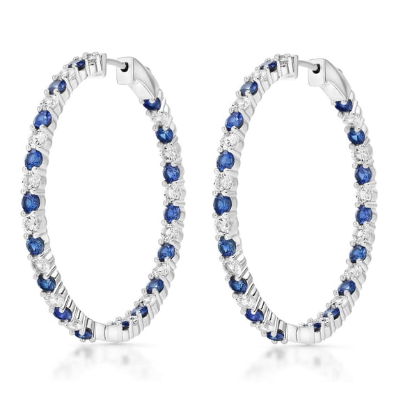Lab Created Gemstone Huggie Hoop Earrings in Sterling Silver