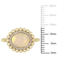 thumbnail image 3 of Oval-Cut Yellow Ethiopian Opal and Diamond Accent Double Halo Ring in 14K Yellow Gold, 3 of 6
