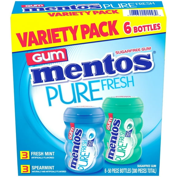 Mentos Pure Fresh Sugar-Free Chewing Gum Variety Pack, 50 Pieces, 6pk.