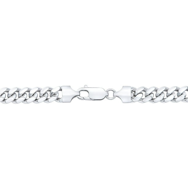 Polished Miami Cuban Chain Bracelet in Sterling Silver, 7mm
