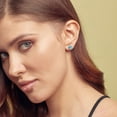 thumbnail image 5 of Round Cut Gemstone & 0.13 CT. T.W. Halo Diamond Stud Earrings in 14K Gold, 5 of 5