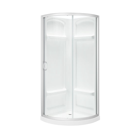 Breeze 32” x 32” x 77” Corner Shower Kit with Clear Glass, Walls, Base and Hardware