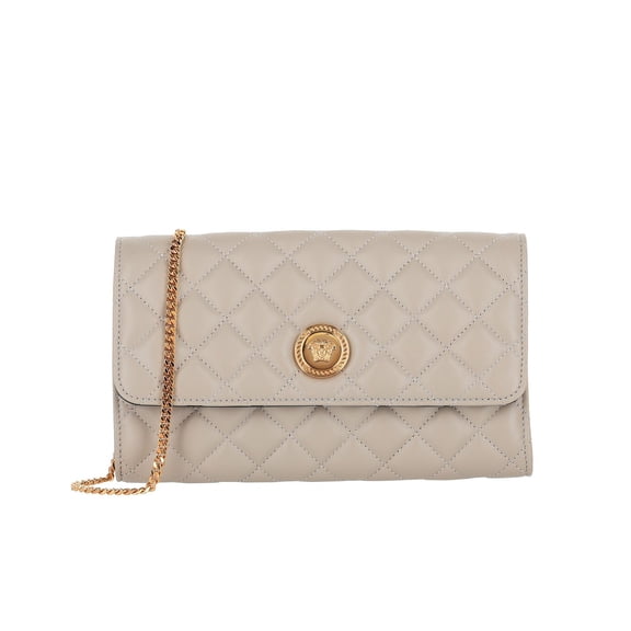 Versace Medusa Quilted Leather Wallet On Chain