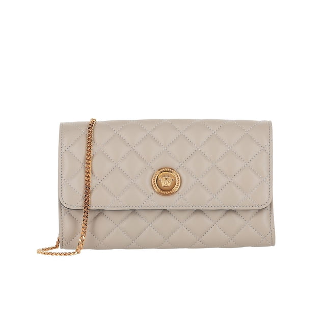 Versace Medusa Quilted Leather Wallet On Chain