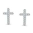 thumbnail image 4 of 0.12 CT. T.W. Round Cut Cross Diamond Stud Earrings in 14K Gold, 4 of 7