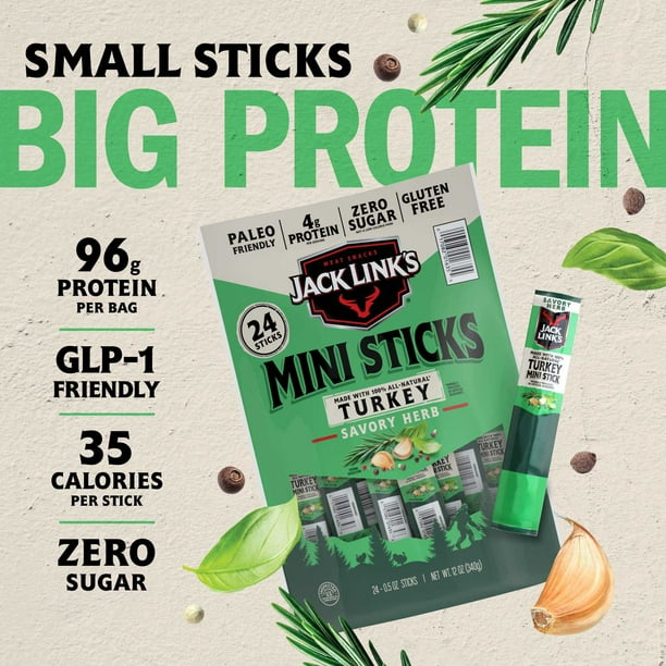 エルセーヌ555スティック Jack Link's Savory Herb Mini Turkey Stick, 0.5 oz., 24 pk