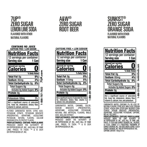 7UP Sunkist and A&W Zero Sugar Soda Variety Pack 12 fl. oz., 36 pk