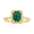 thumbnail image 1 of Lab Created Emerald Cut Gemstone & Diamond Ring in 14K Gold, 1 of 7