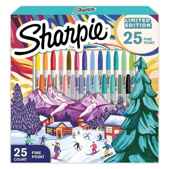 Sharpie Permanent Markers, Fine Point Markers Variety Pack, Assorted Colors, 25 Count