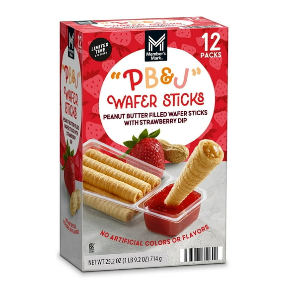 Member's Mark Peanut Butter & Jelly Wafer Sticks, 2.1 oz., 12 pk.