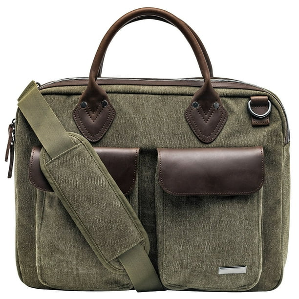 Renwick Canvas Briefcase with Genuine Leather Trim, Choose a Color