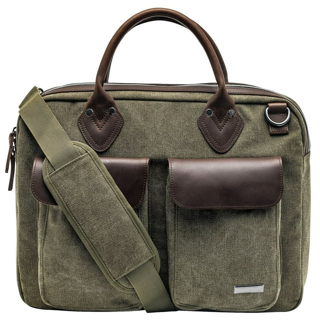 Renwick Canvas Briefcase with Genuine Leather Trim, Choose a Color