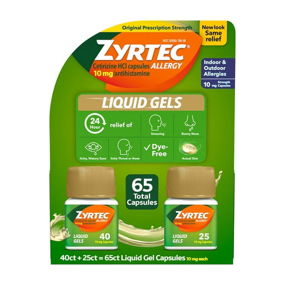 Zyrtec 24 Hour Allergy Relief Liquid Gels, 65 ct.