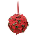 thumbnail image 3 of Artificial 15" Round Poinsettia Balls, 2 Pack, 3 of 9