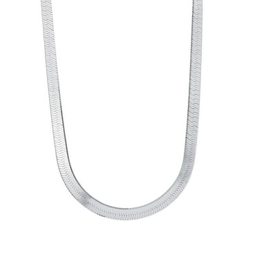 Italian Sterling Silver Herringbone Chain Necklace