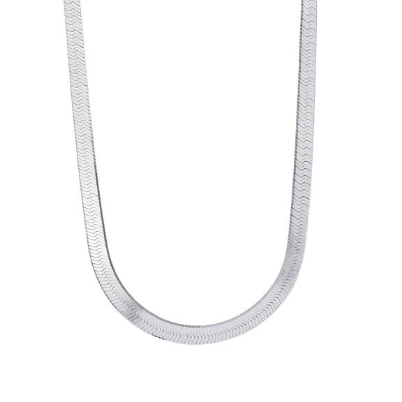 Italian Sterling Silver Herringbone Chain Necklace