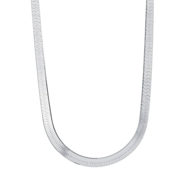 Italian Sterling Silver Herringbone Chain Necklace