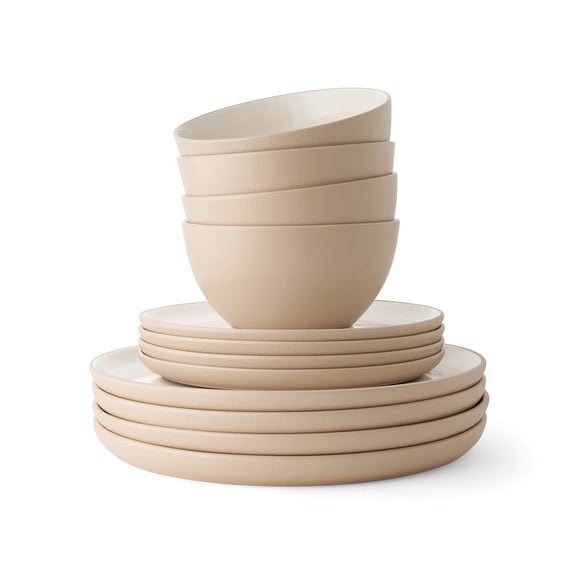 Member's Mark 12-Pieces Stoneware Two-Tone Dinnerware Set