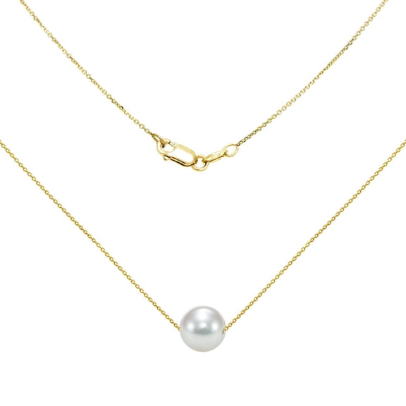 8-9MM Akoya Pearl 18" Swivel Pendant in 14K Gold