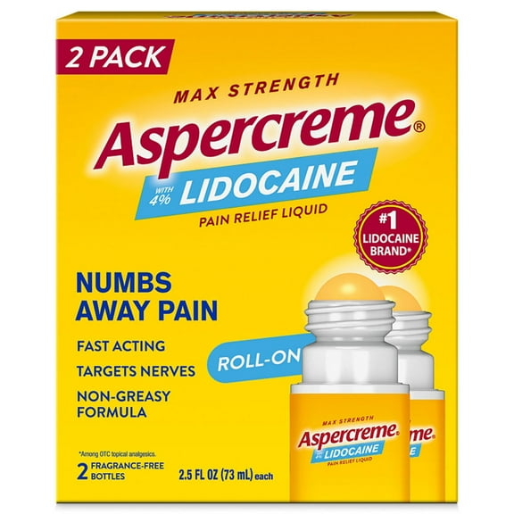Aspercreme Pain Relief Roll-On, 4% Lidocaine, 2.5 oz., 2 pk.