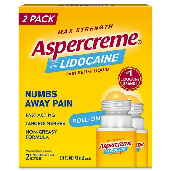 Aspercreme Pain Relief Roll-On, 4% Lidocaine, 2.5 oz., 2 pk.