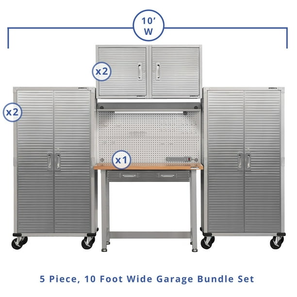 Seville Classics UltraHD 5-Piece Steel Garage Cabinet Storage Set