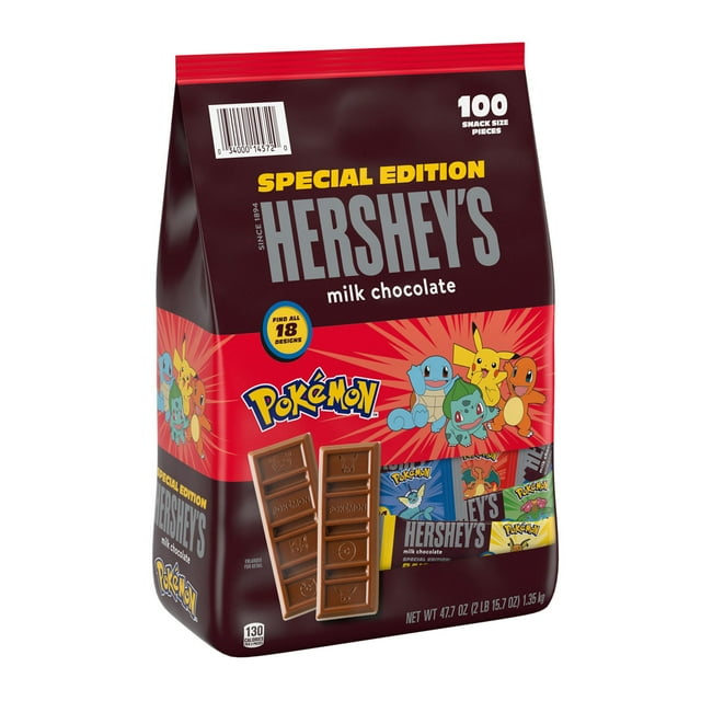 HERSHEY'S Pokemon Milk Chocolate Bars, Snack Size, 100 pcs.
