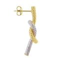 thumbnail image 3 of Two-Tone Ribbed Interlock Earrings in Italian Sterling Silver and 14K Gold, 3 of 6